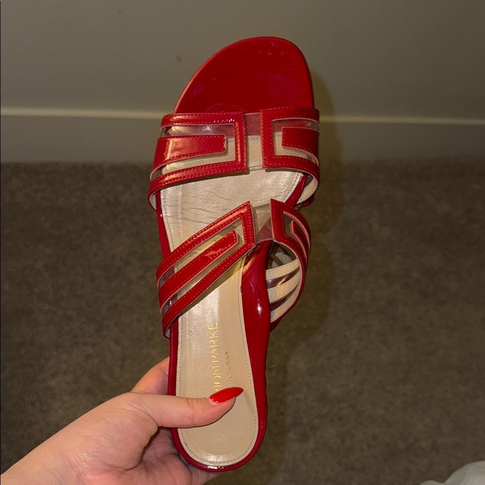 Marion Parke Patent red leather sandals size 39